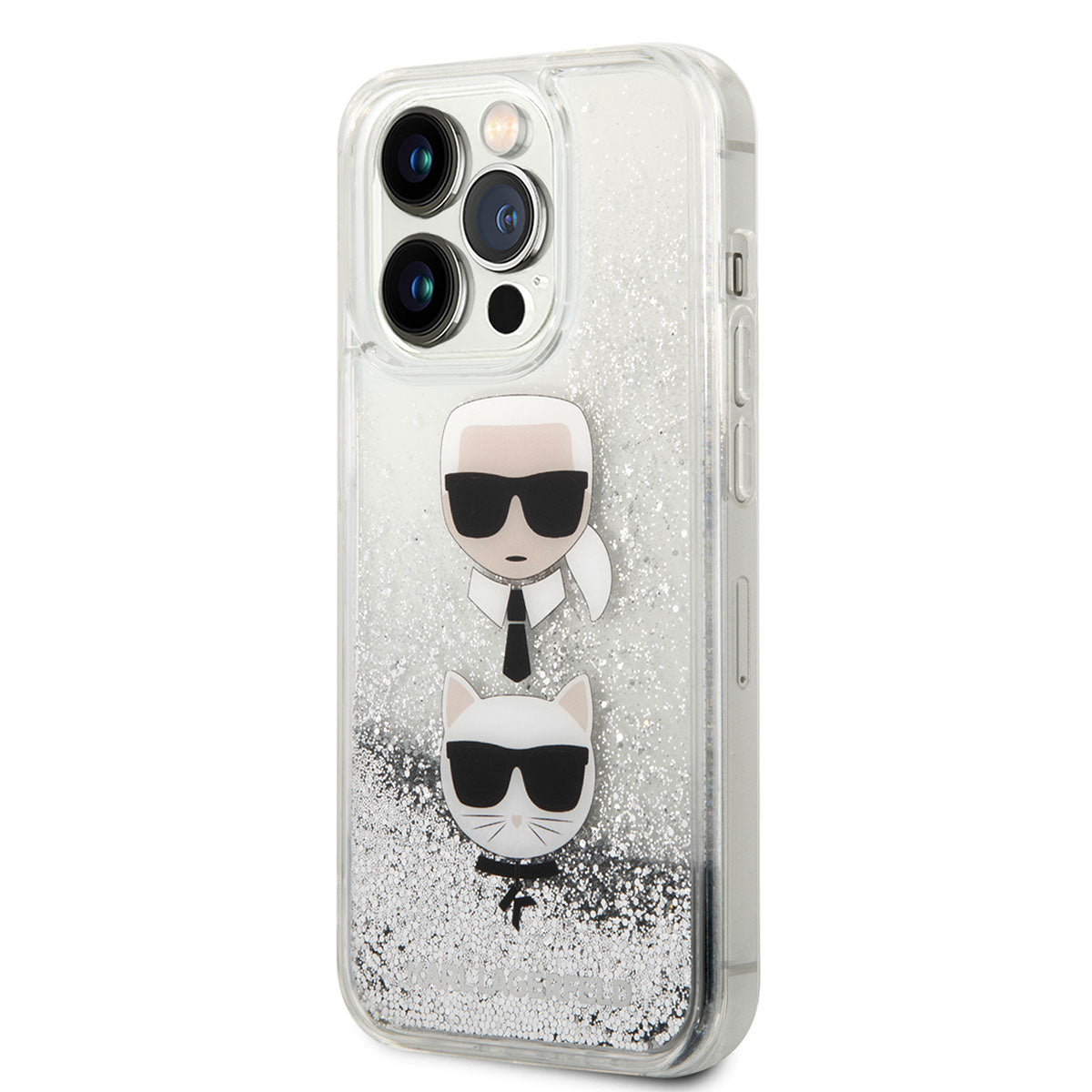 Apple iPhone 14 Pro Case Karl Lagerfeld Liquid Glitter K&C Head Design Cover Gold