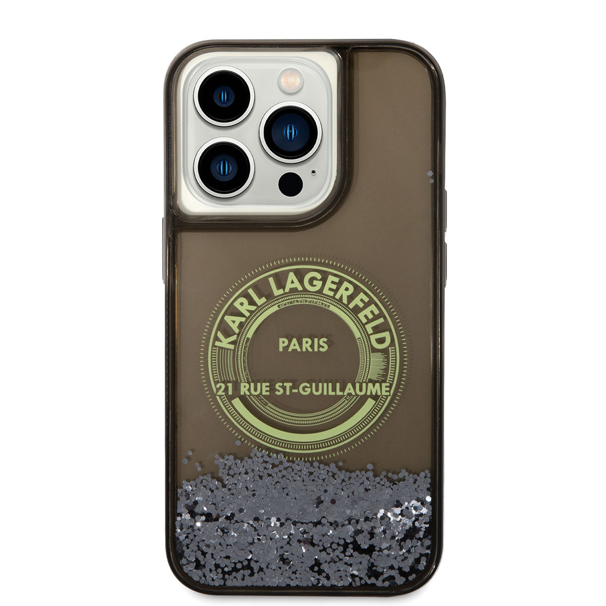 Apple iPhone 14 Pro Kılıf Karl Lagerfeld Sıvılı Simli RSG Dizayn Kapak Pembe