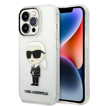 Apple iPhone 14 Pro Case Karl Lagerfeld Transparent Iconic Karl Design Cover Colorless