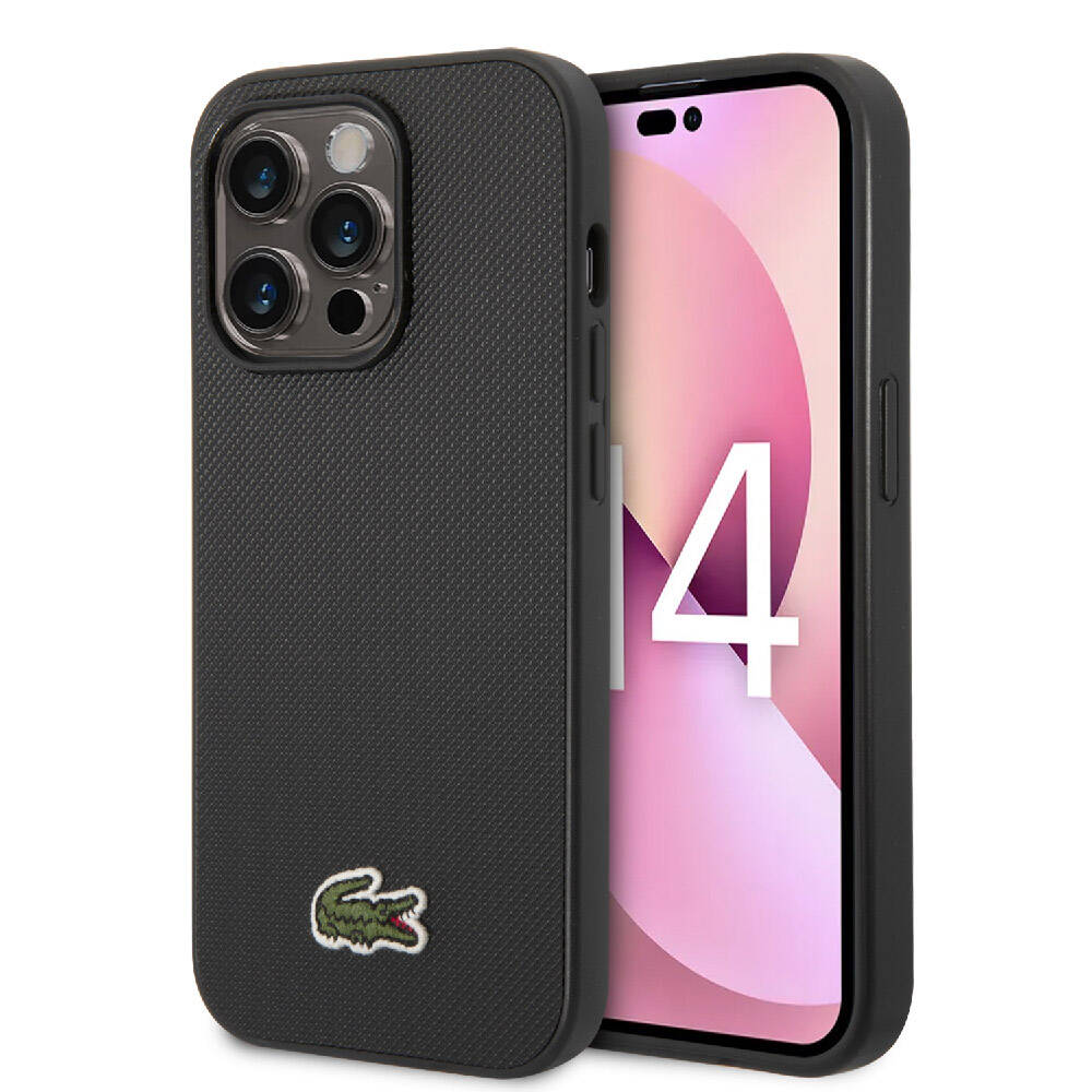 Apple iPhone 14 Pro Case Lacoste Original Licensed PU Pique Patterned Back Surface Iconic Crocodile Woven Logo Cover Green