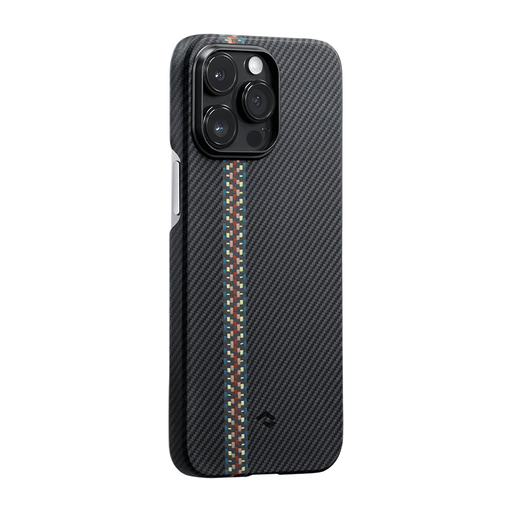 Apple iPhone 14 Pro Kılıf M-safe Şarj Özellikli 600D Aramid Fiber Pitaka Tactile Woven Orchestra Serisi Rhapsody Kapak Siyah
