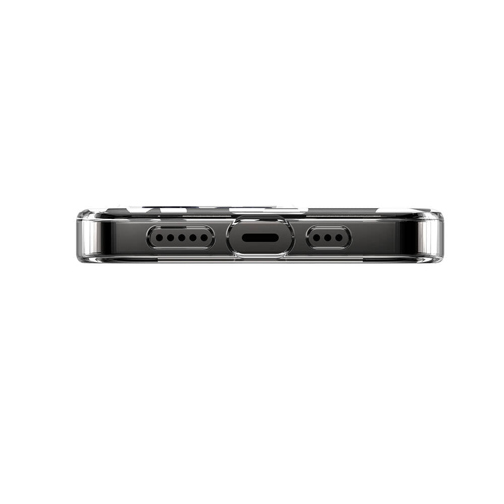 Apple iPhone 14 Pro Kılıf M-safe Şarj Özellikli Çift IMD Baskılı Lisanslı Switcheasy Artist-M Fleur Kapak Gri