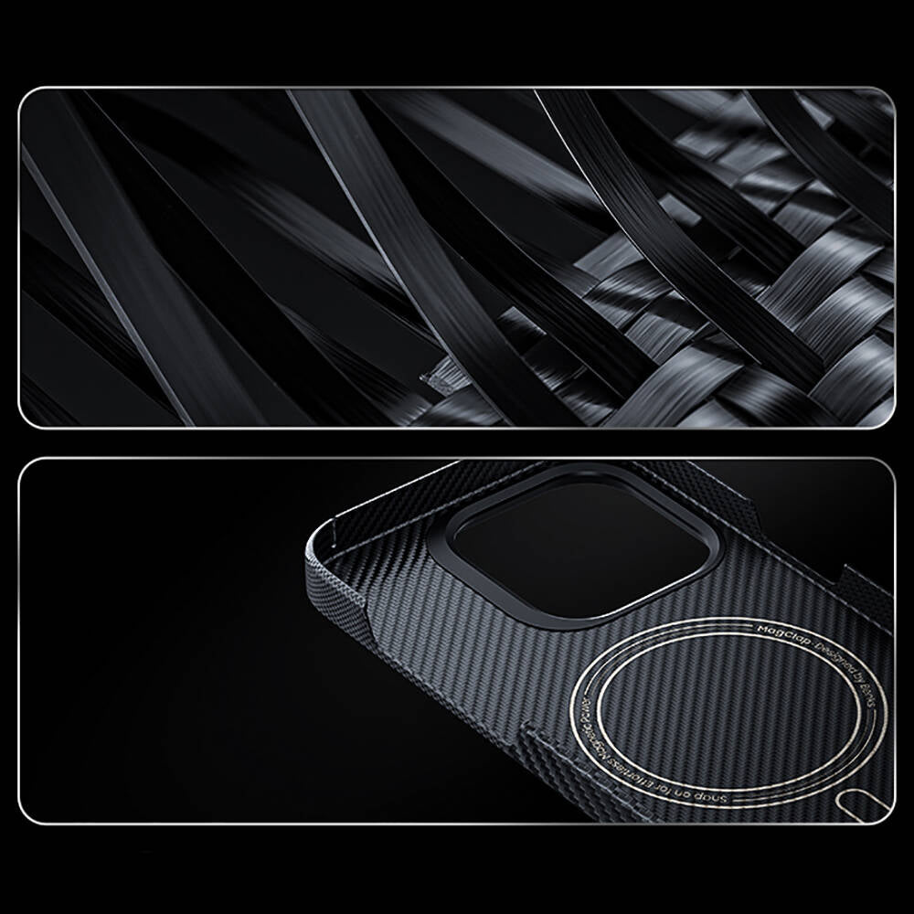 Apple iPhone 14 Pro Case M-safe Charging Carbon Fiber Benks Montage ArmorAir Kevlar Cover Black