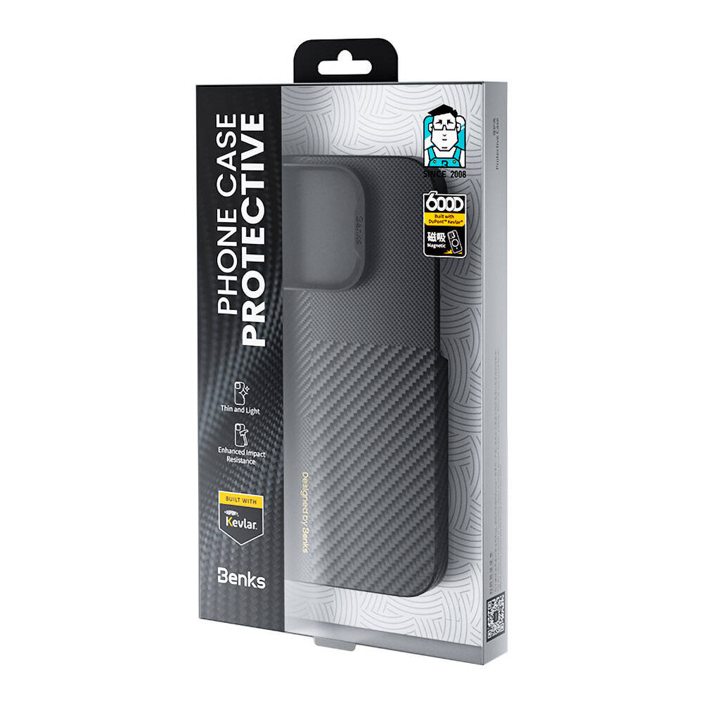 Apple iPhone 14 Pro Case M-safe Charging Carbon Fiber Benks Montage ArmorAir Kevlar Cover Black