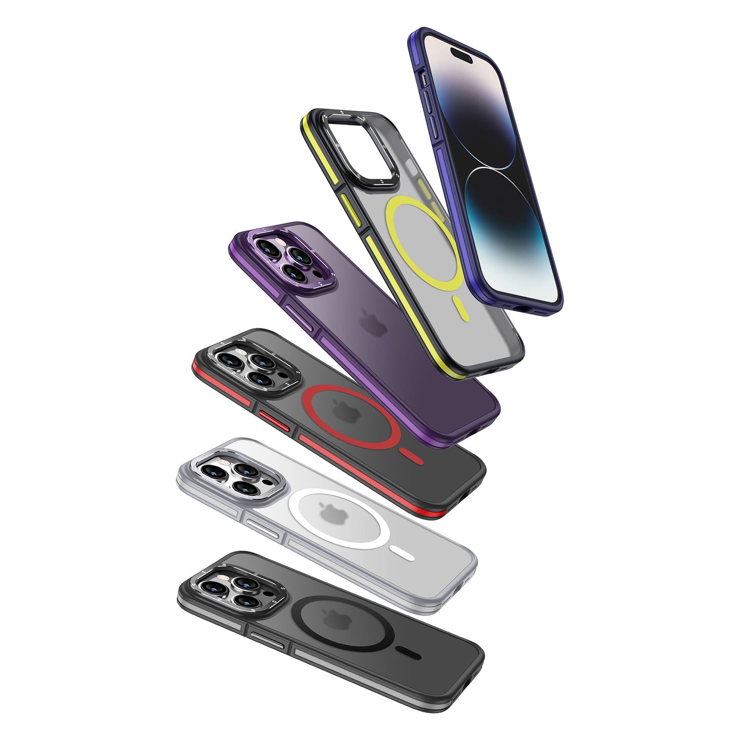 Apple iPhone 14 Pro Kılıf M-safe Şarj Özellikli Mat Görünümlü Wlons Vevo Kapak Sarı