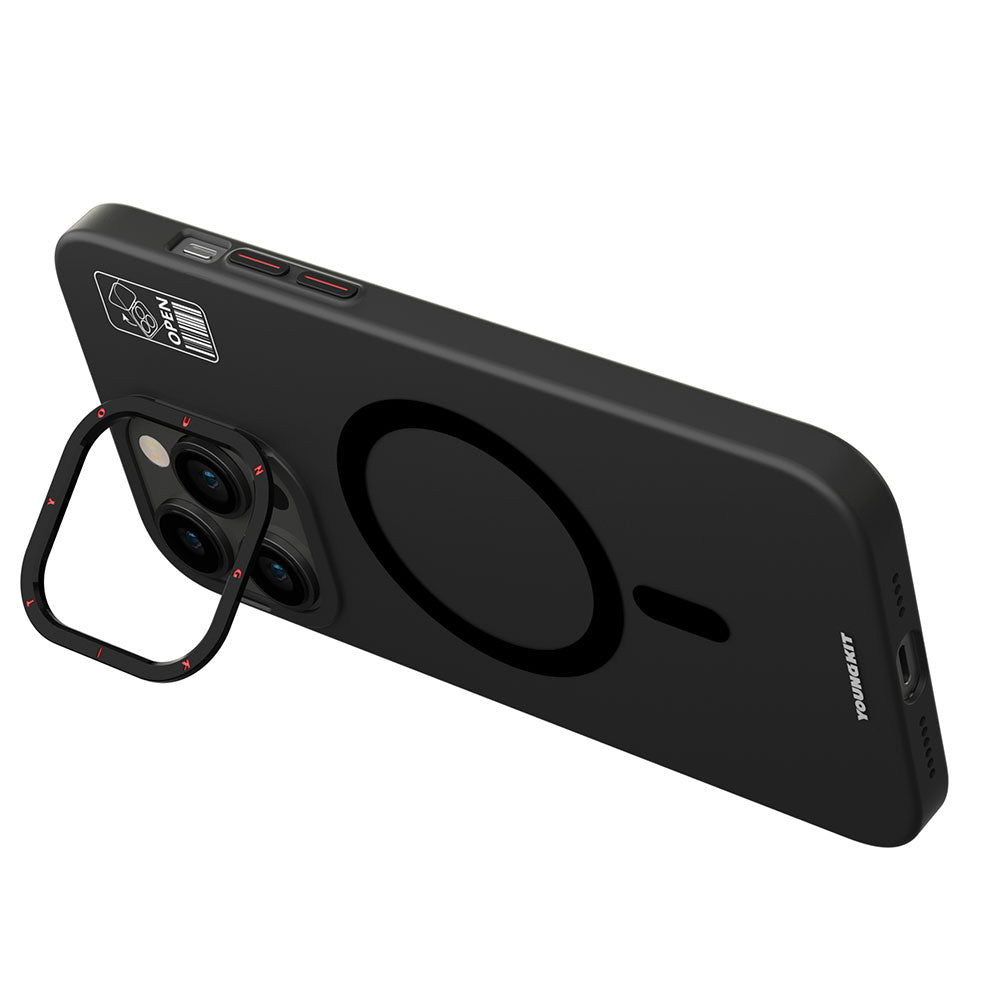 Apple iPhone 14 Pro Case M-safe Charging Stand YoungKit Hermit Bracket Series Cover Black