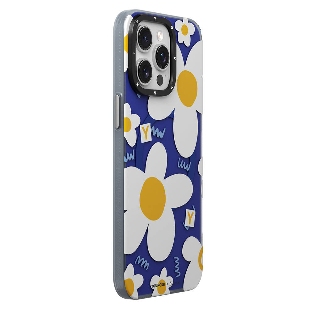 Apple iPhone 14 Pro Case M-safe Charging Feature Sunshine Design Youngkit Spring Breeze Series Cover White