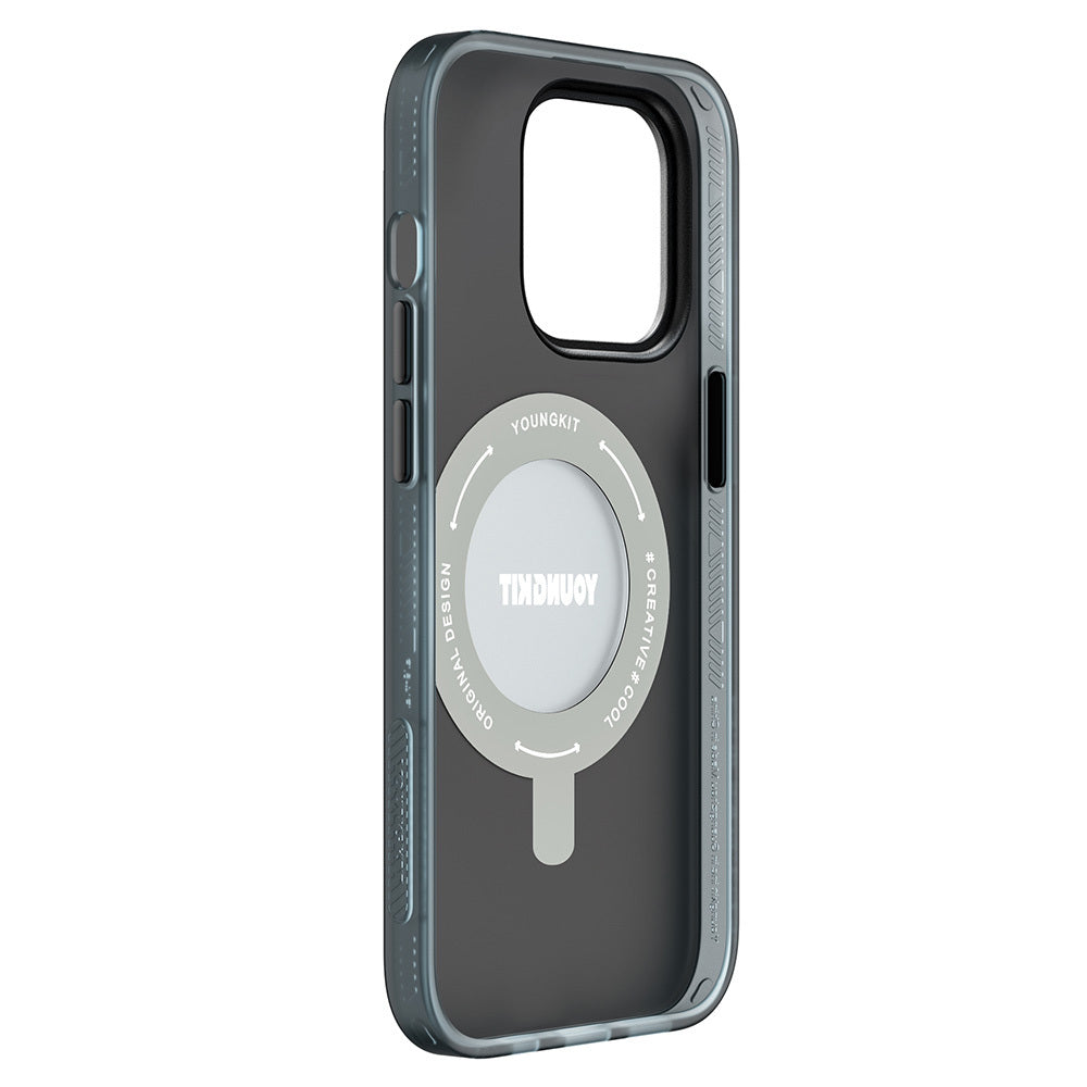Apple iPhone 14 Pro Kılıf M-safe Şarj Özellikli Youngkit 360° Standlı Technology Serisi Kapak Mavi
