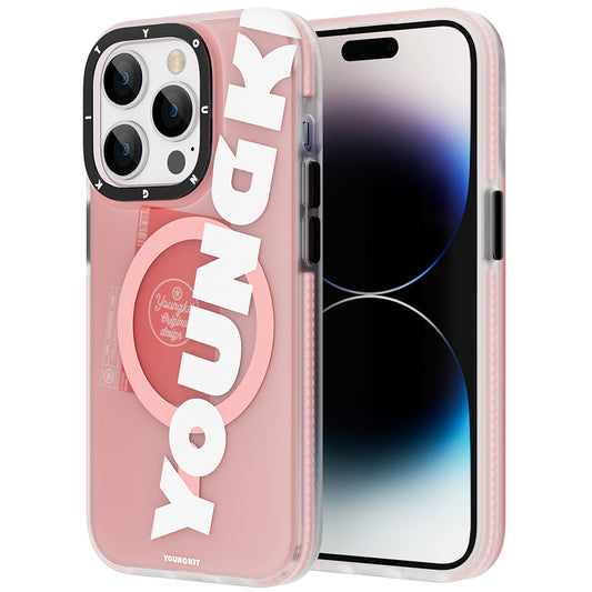 Apple iPhone 14 Pro Kılıf M-safe Şarj Özellikli Youngkit Binfen Serisi Yazı Temalı Kapak