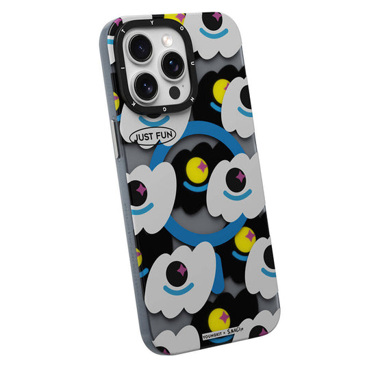 Apple iPhone 14 Pro Kılıf M-safe Şarj Özellikli Youngkit Happy View Serisi Kapak Mavi