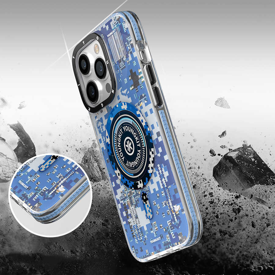 Apple iPhone 14 Pro Case M-safe Charging Feature YoungKit Camouflage Series Cover White