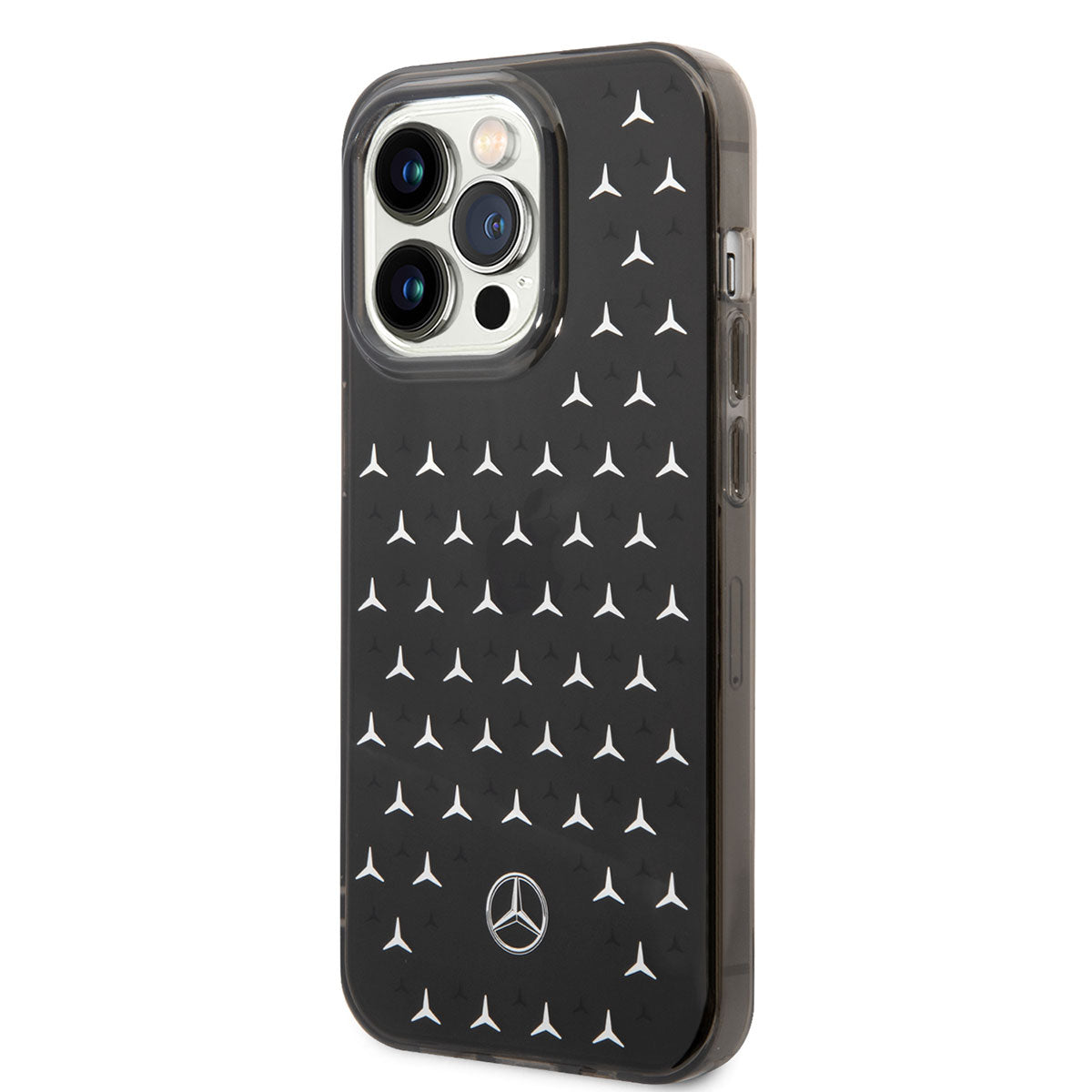 Apple iPhone 14 Pro Case Mercedes Benz Double Layer Star Pattern Design Cover Black-Silver