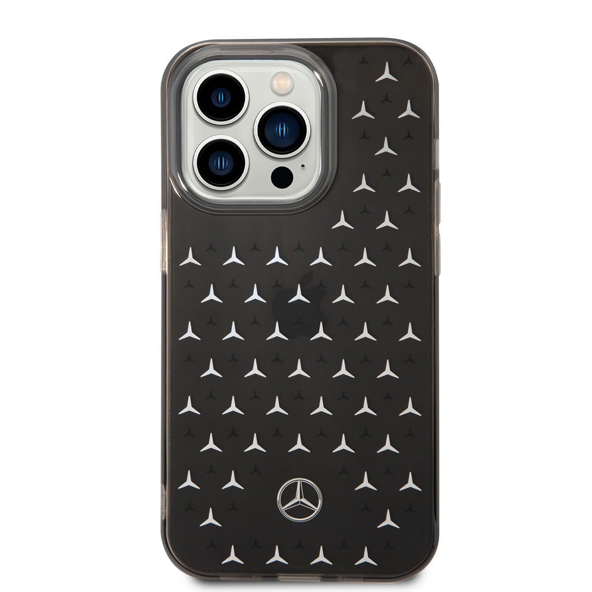 Apple iPhone 14 Pro Case Mercedes Benz Double Layer Star Pattern Design Cover Black-Silver