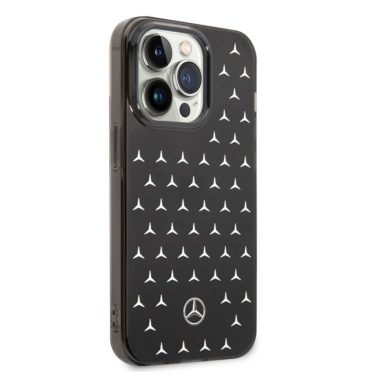Apple iPhone 14 Pro Case Mercedes Benz Double Layer Star Pattern Design Cover Black-Silver