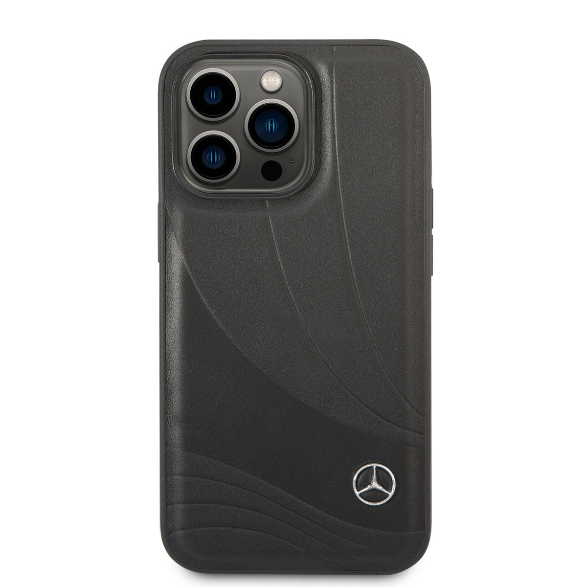 Apple iPhone 14 Pro Case Mercedes Benz Genuine Leather New Wave III Design Cover Black