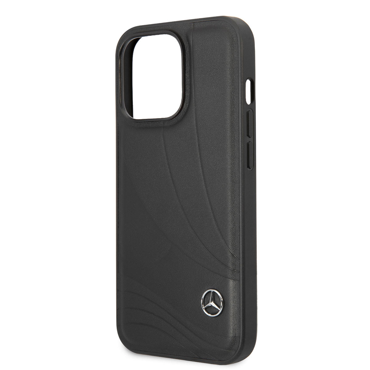 Apple iPhone 14 Pro Case Mercedes Benz Genuine Leather New Wave III Design Cover Black