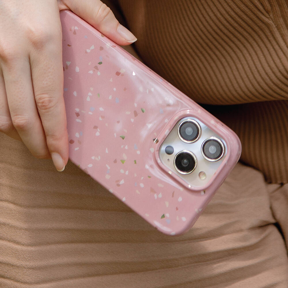 Apple iPhone 14 Pro Case Mosaic Patterned Coehl Terrazzo Cover Gray