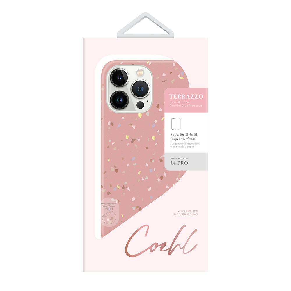 Apple iPhone 14 Pro Case Mosaic Patterned Coehl Terrazzo Cover Gray