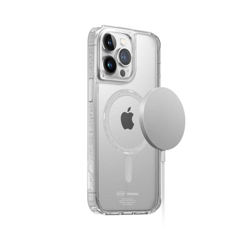 Apple iPhone 14 Pro Case SkinArma Transparent Airbag Design M-safe Charging Feature Saido Cover Smoke