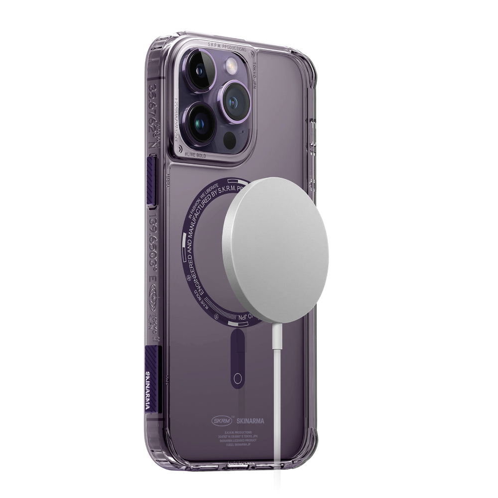 Apple iPhone 14 Pro Case SkinArma Transparent Airbag Design M-safe Charging Feature Saido Cover Smoke