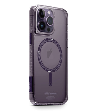 Apple iPhone 14 Pro Kılıf SkinArma Şeffaf Airbag Tasarımlı M-safe Şarj Özellikli Saido Kapak Mor