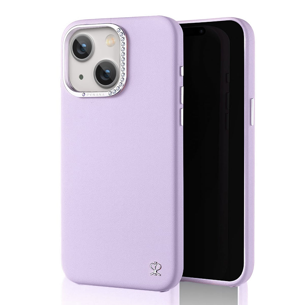 Apple iPhone 14 Pro Case Faux Leather Design Pynana Starry Series Cover Lilac