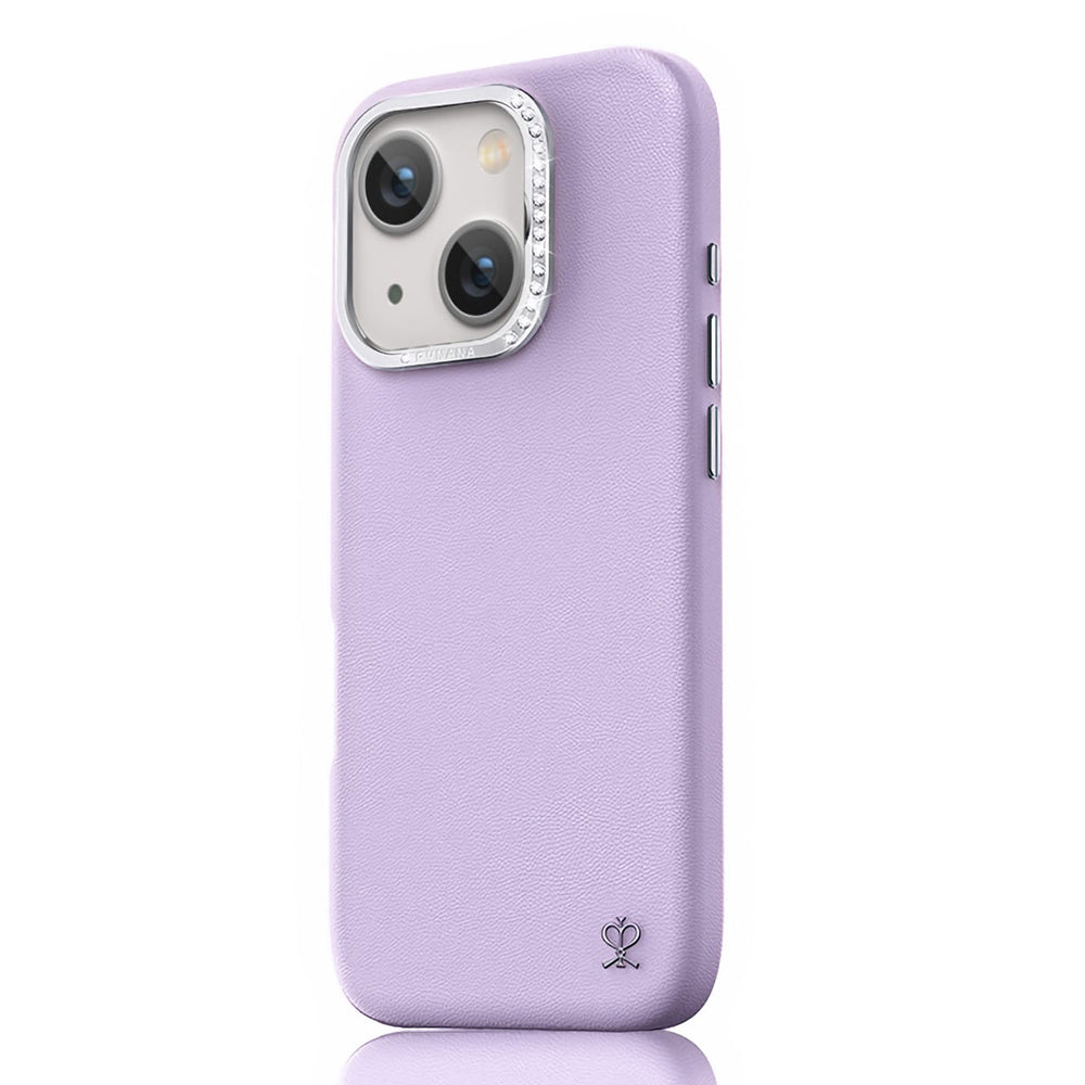 Apple iPhone 14 Pro Case Faux Leather Design Pynana Starry Series Cover Lilac