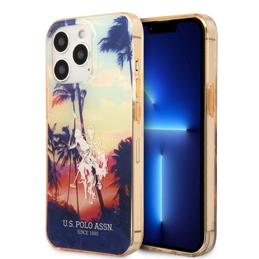 Apple iPhone 14 Pro Case US POLO ASSN. Colorful Tree Printed Design Cover Red