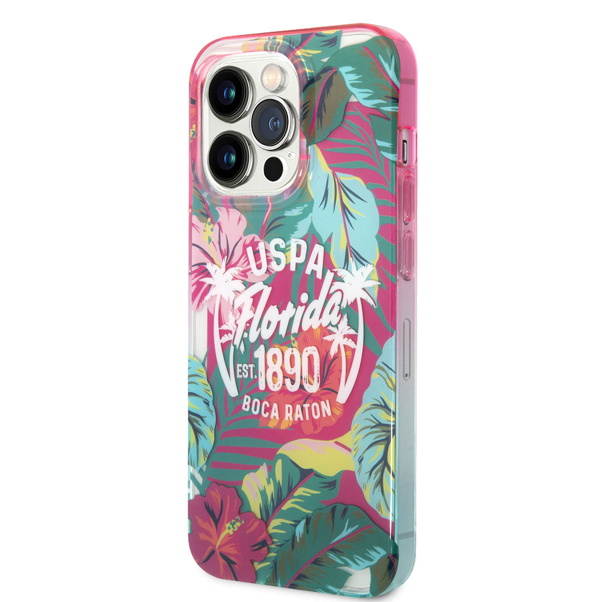 Apple iPhone 14 Pro Case US POLO ASSN. Colorful Leaf Printed Design Cover Orange