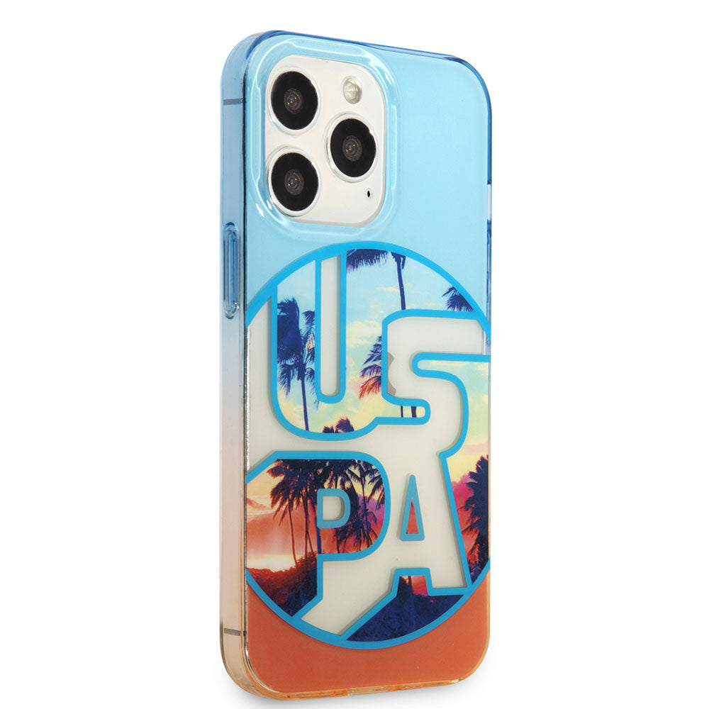 Apple iPhone 14 Pro Case US POLO ASSN. Colorful Leaf Printed Design Cover Orange