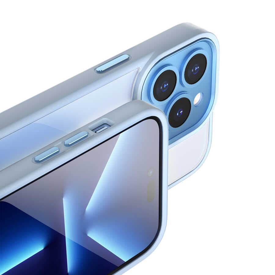 Apple iPhone 14 Pro Case Wiwu VCC-104 Lens Protection Colored Edge Transparent Back Vivid Clear Cover Blue