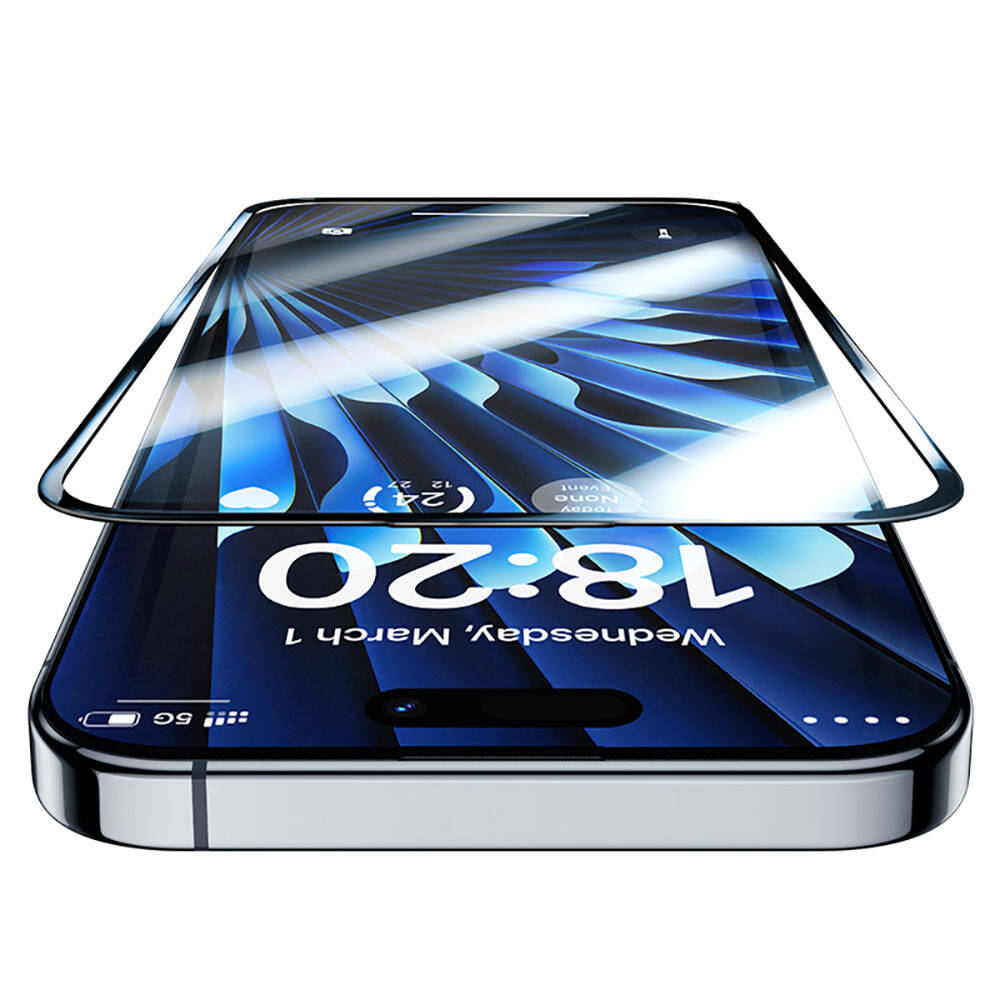 Apple iPhone 14 Pro Max Benks Glass Warrior Safir Coating Ekran Koruyucu + Kolay Uygulama Aparatlı Siyah