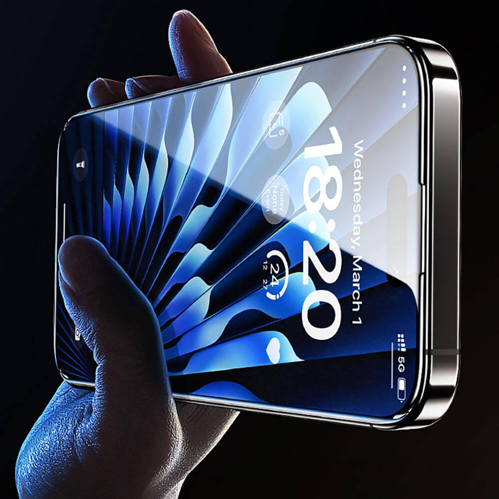 Apple iPhone 14 Pro Max Benks Glass Warrior Safir Coating Ekran Koruyucu + Kolay Uygulama Aparatlı Siyah
