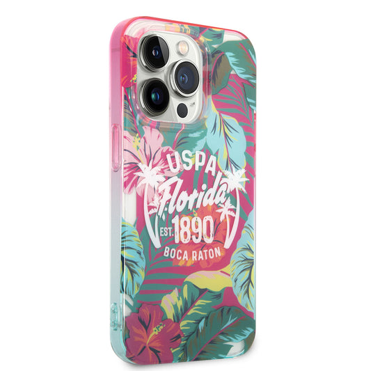 Apple iPhone 14 Pro Max Case US Polo Assn. Color Leaf Printed Design Cover Green