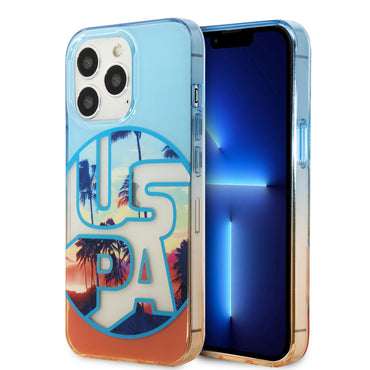 Apple iPhone 14 Pro Max Case US Polo Assn. Color Leaf Printed Design Cover Orange