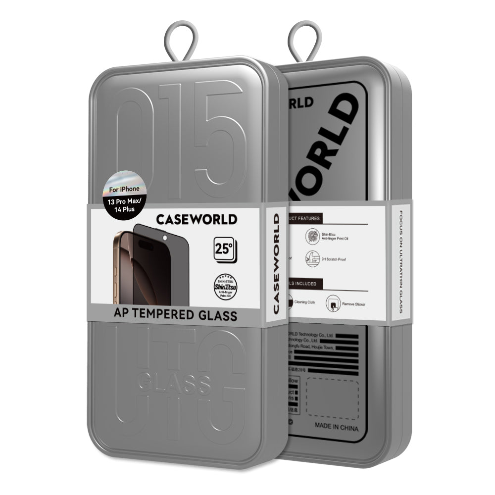 Apple iPhone 14 Pro Max CaseWorld 0.25mm Privacy 3D Temperli Cam Ekran Koruyucu + Uygulama Aparatlı Siyah