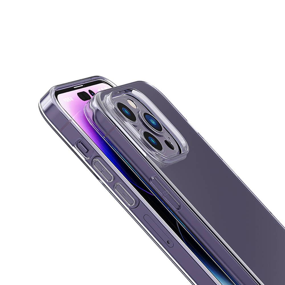 Apple iPhone 14 Pro Max Case Transparent Shock Absorbing Silicone Design with Airbag Recci Clarity Series Cover Transparent