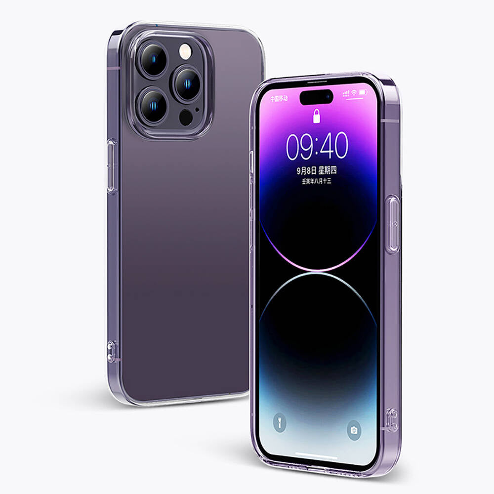 Apple iPhone 14 Pro Max Case Transparent Shock Absorbing Silicone Design with Airbag Recci Clarity Series Cover Transparent