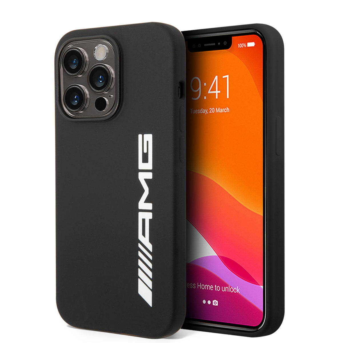 Apple iPhone 14 Pro Max Case AMG M-safe Charging Feature Large Logo Design Cover Black