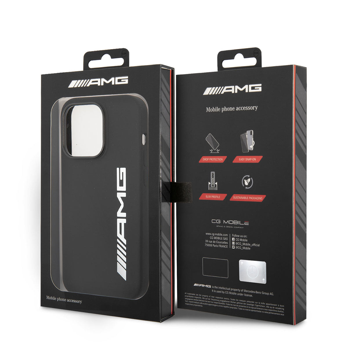 Apple iPhone 14 Pro Max Case AMG M-safe Charging Feature Large Logo Design Cover Black