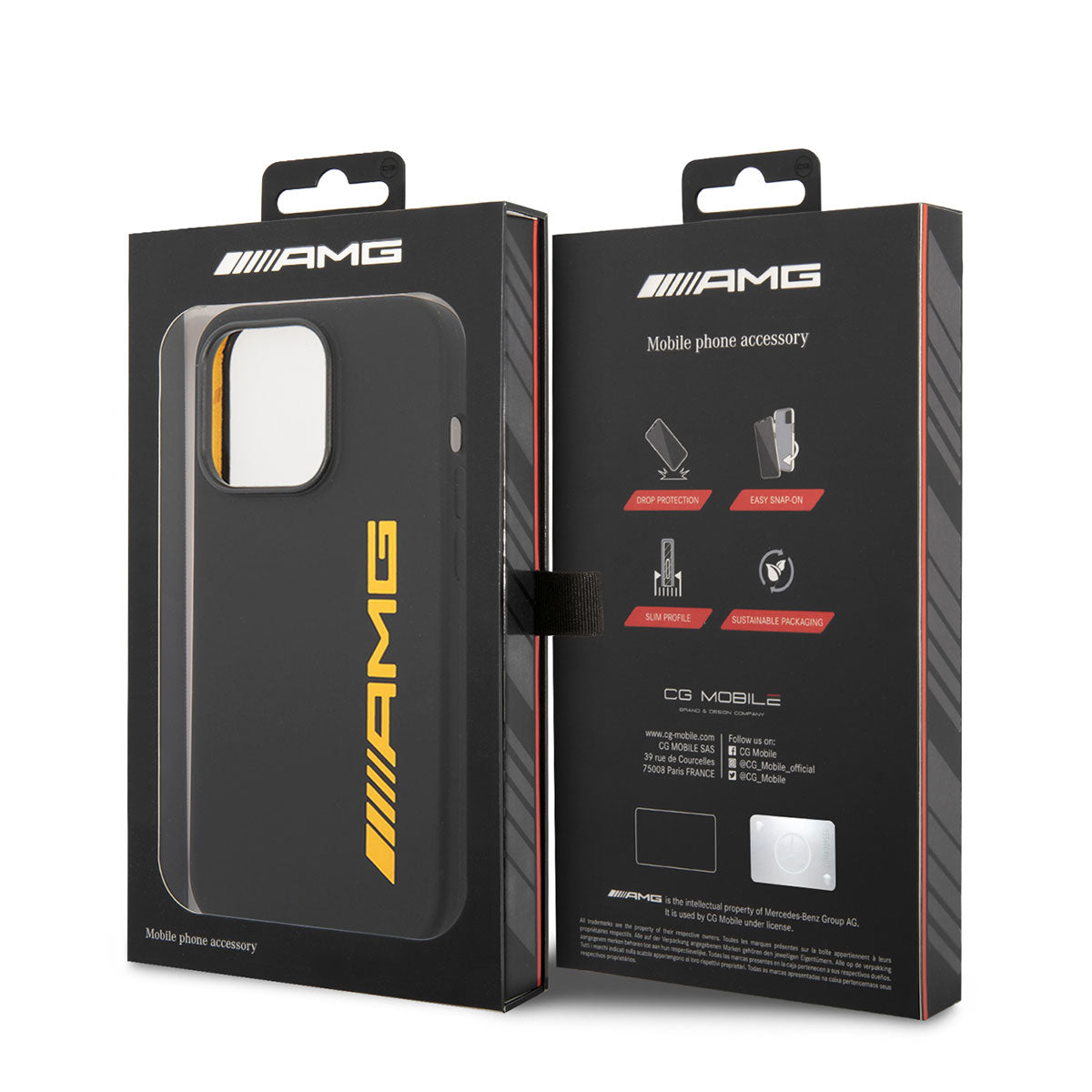Apple iPhone 14 Pro Max Case AMG Silicone Large Yellow Logo Design Cover Black-Yellow