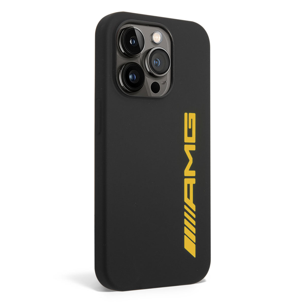 Apple iPhone 14 Pro Max Case AMG Silicone Large Yellow Logo Design Cover Black-Yellow