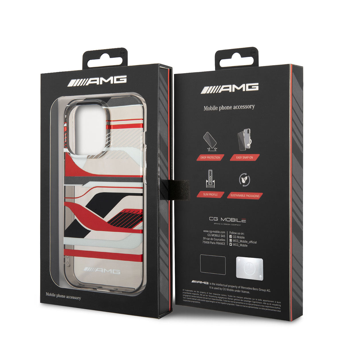 Apple iPhone 14 Pro Max Case AMG Transparent Graphic Design Cover Black-Red