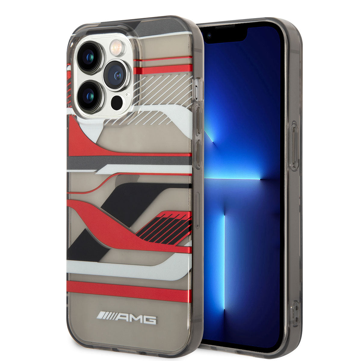 Apple iPhone 14 Pro Max Case AMG Transparent Graphic Design Cover Black-Red
