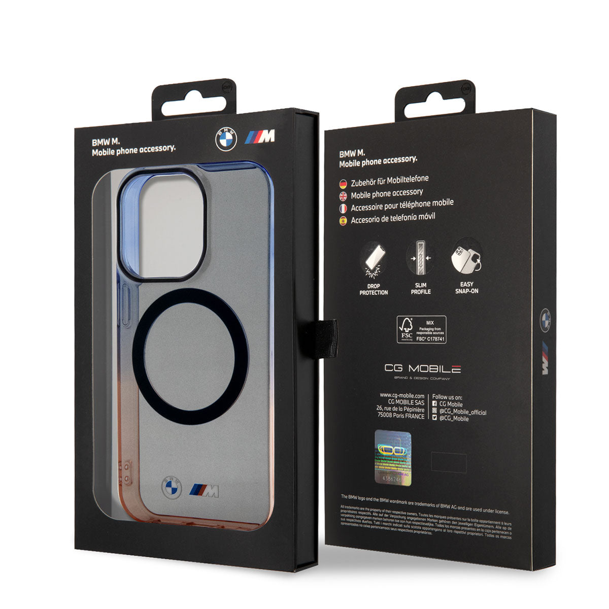 Apple iPhone 14 Pro Max Kılıf BMW M-safe Şarj Özellikli Transparan Renk Geçişli Dizayn Kapak Gri