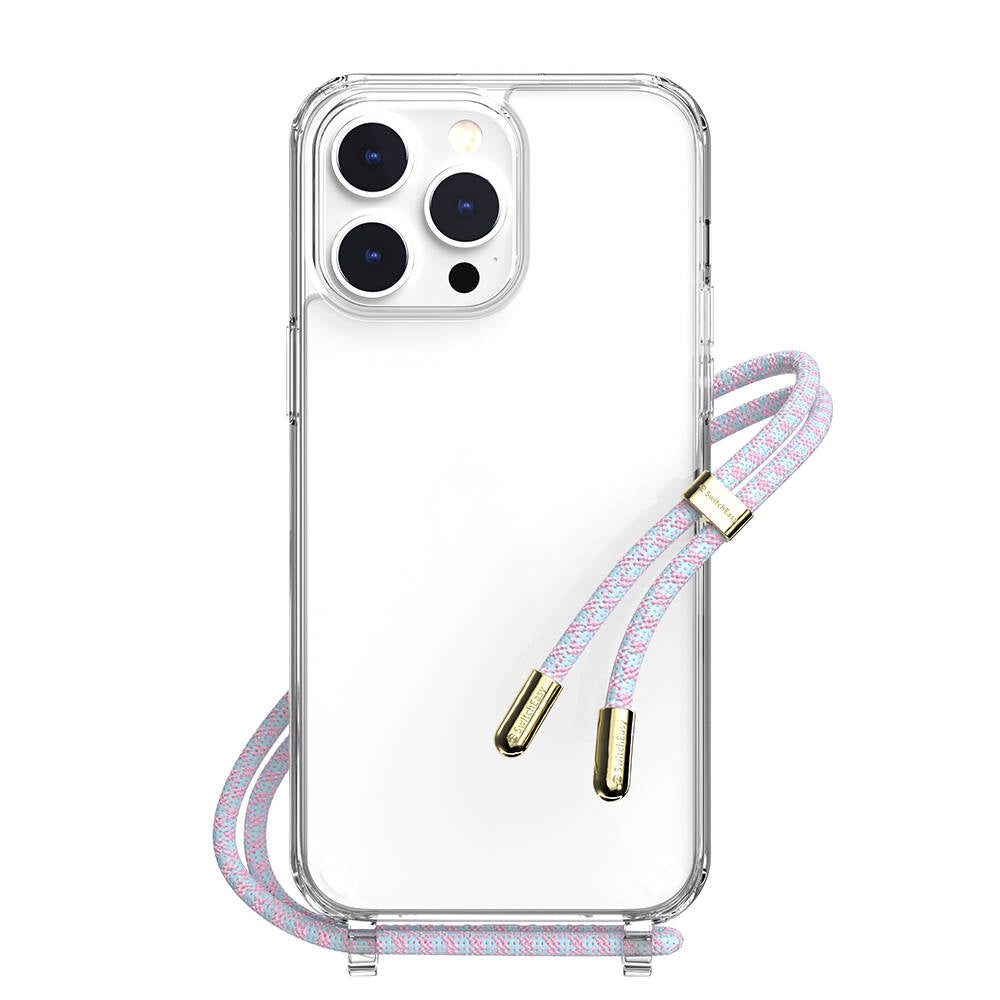 Apple iPhone 14 Pro Max Case Neck Strap Shockproof Transparent Licensed Switcheasy Play Cover Pink