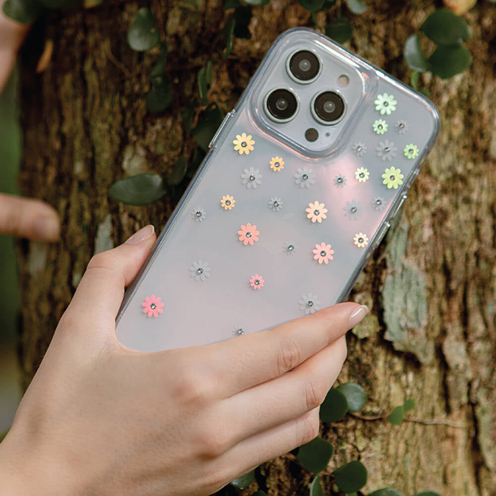 Apple iPhone 14 Pro Max Case Floral Patterned Stone Coehl Aster Cover Pink