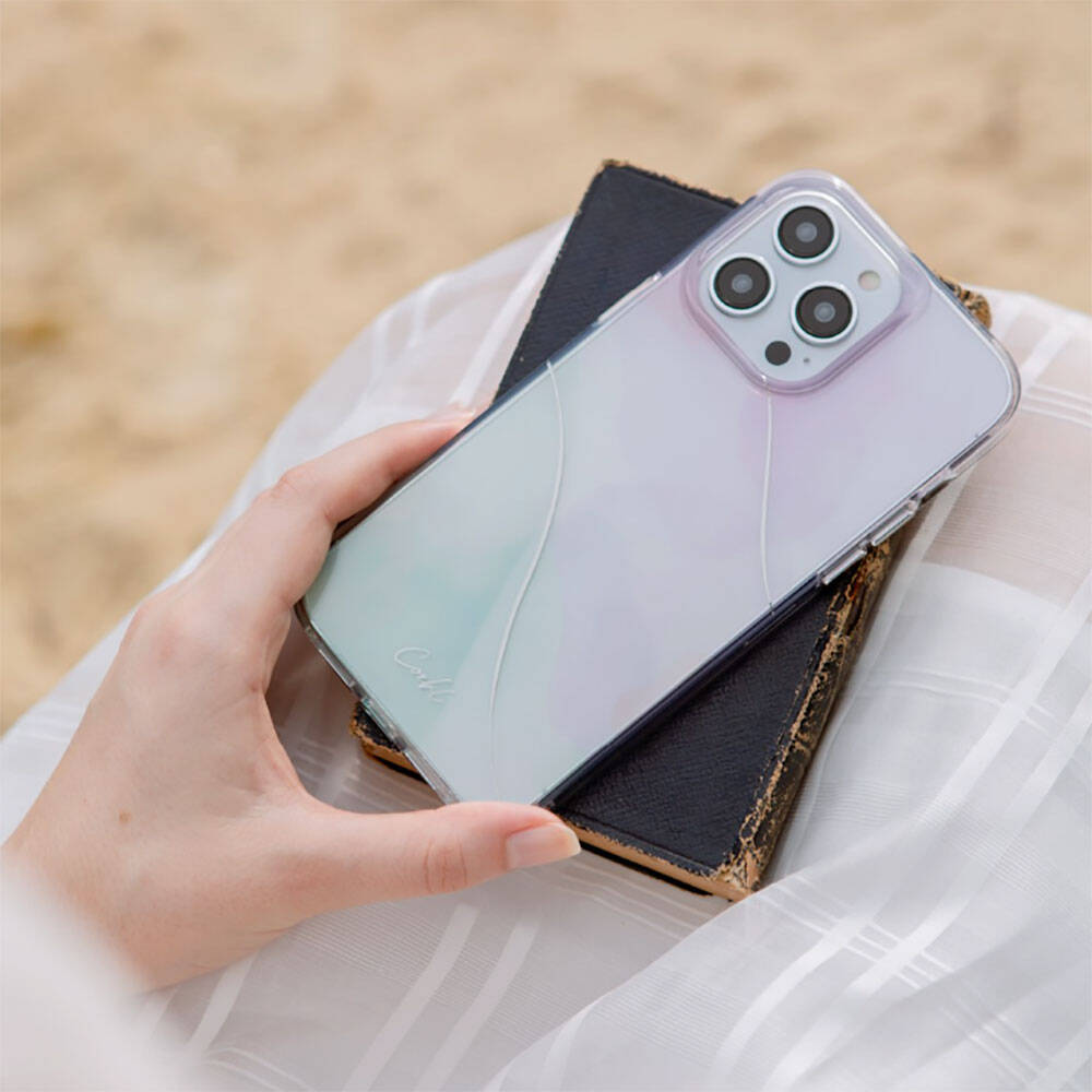 Apple iPhone 14 Pro Max Kılıf Dalgalı Çizgi Desenli Coehl Palette Kapak Mavi