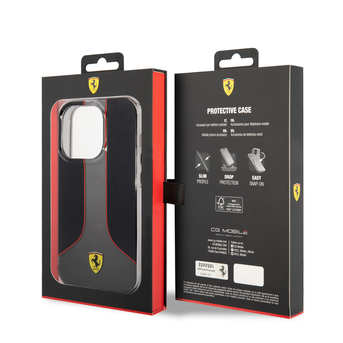 Apple iPhone 14 Pro Max Case Ferrari Gradient Printed Design Cover Black