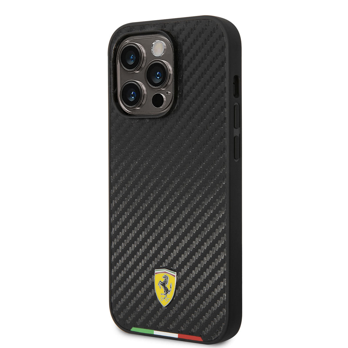 Apple iPhone 14 Pro Max Case Ferrari M-safe Charging Feature Carbon Italian Flag Design Cover Black